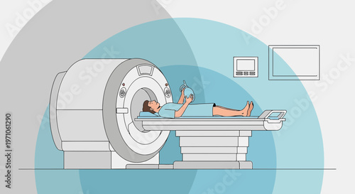 Patient undergoing MRI scan in a modern medical facility, advanced diagnostic imaging technology