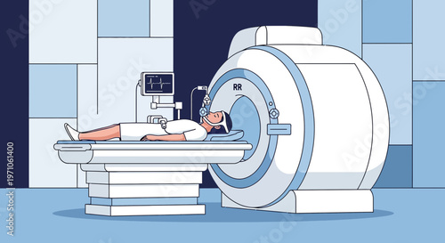 Patient undergoing MRI scan in a modern medical facility, advanced technology for diagnostics