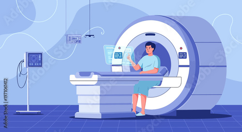 Patient undergoing MRI scan in a modern medical facility, advanced technology for diagnostics