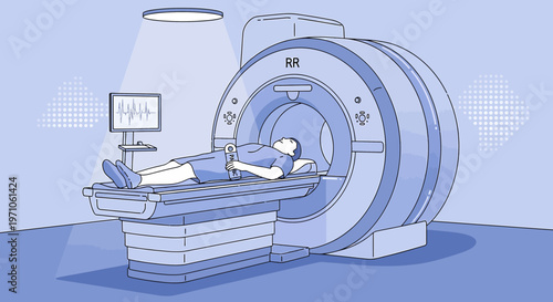 Patient undergoing MRI scan in a modern medical facility, advanced technology for diagnostics.