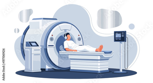 Patient undergoing MRI scan in a modern medical facility, advanced technology in healthcare.