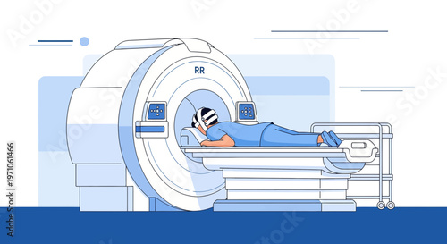Patient undergoing MRI scan in a modern medical facility, close-up of diagnostic equipment.
