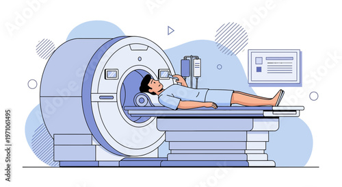 Patient undergoing MRI scan in a modern medical facility, diagnostic imaging technology