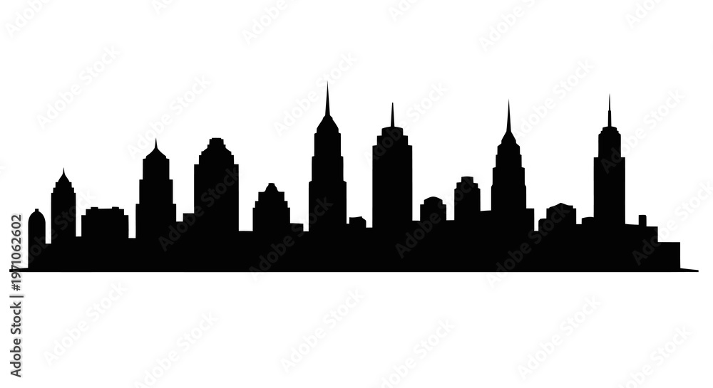 Obraz premium Urban Architecture Vector City Skyline Silhouette for Travel and Real Estate Design