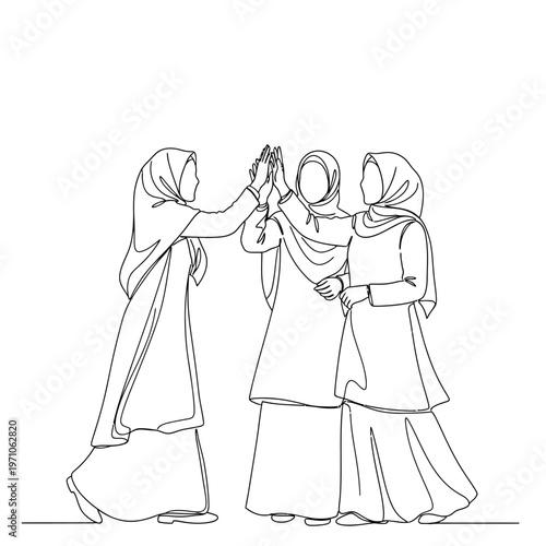 Three Women Wearing Headscarves Together.