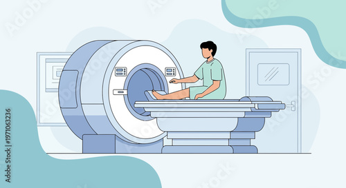 Patient undergoing MRI scan in a modern medical clinic, diagnostic imaging technology