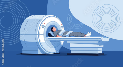 Patient undergoing MRI scan in a modern medical clinic, diagnostic imaging technology