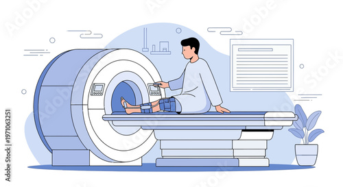 Patient undergoing MRI scan in a modern medical clinic, diagnostic imaging technology