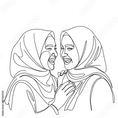 Two Women Wearing Headscarves Smiling.