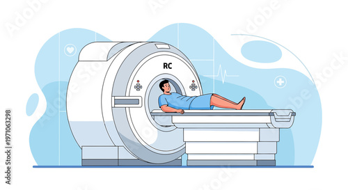 Patient undergoing MRI scan in a modern medical diagnostic center, healthcare technology
