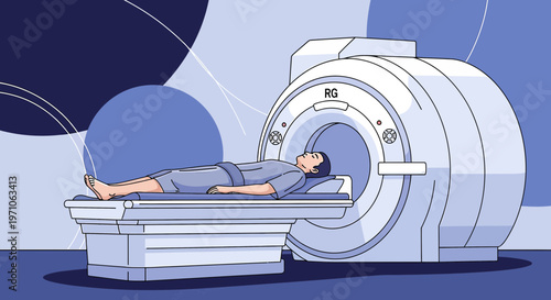 Patient undergoing MRI scan in a modern medical diagnostic imaging center