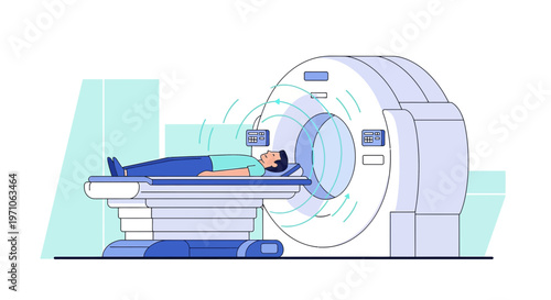 Patient undergoing MRI scan in a modern medical diagnostic machine, advanced technology in healthcare