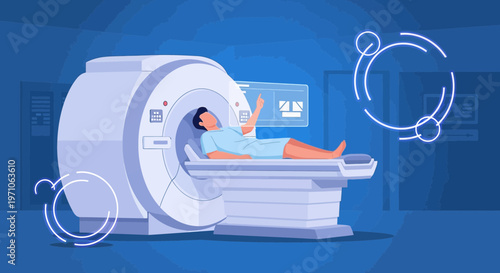 Patient undergoing MRI scan in a modern medical facility with advanced technology