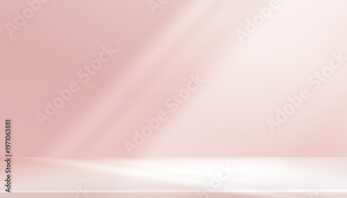 Soft pink gradient background.Minimal product display podium and subtle center light glow.Vector 3d Clean and elegant backdrop ideal for beauty,Skincare,Cosmetic branding,Modern advertising design
