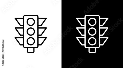 Traffic Light  White Icon Set Design