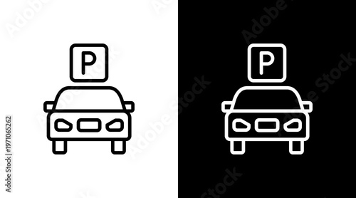 Parking  White Icon Set Design