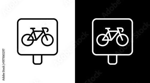 Bike Parking  White Icon Set Design