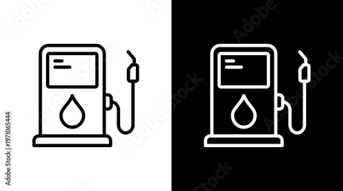 Gas Pump  White Icon Set Design