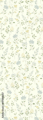 Collection of elegant vintage watercolor floral seamless patterns with soft muted tones