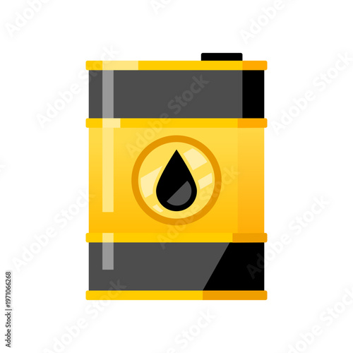 Black and yellow oil barrel fuel tank icon vector design