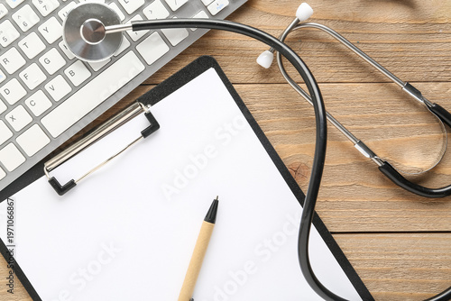 Clipboard, stethoscope and ...