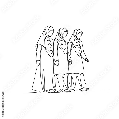 Three Women Wearing Headscarves Together.
