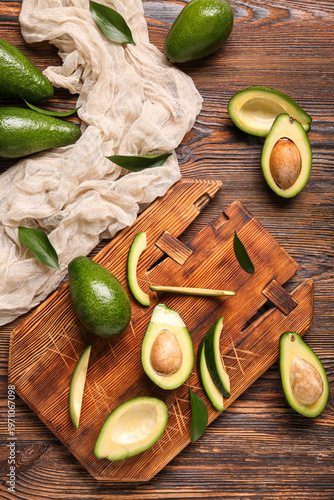 Board with fresh ripe avoca...