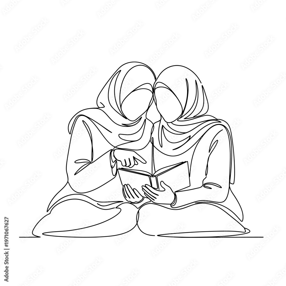 Obraz premium Two women wearing headscarves sitting.