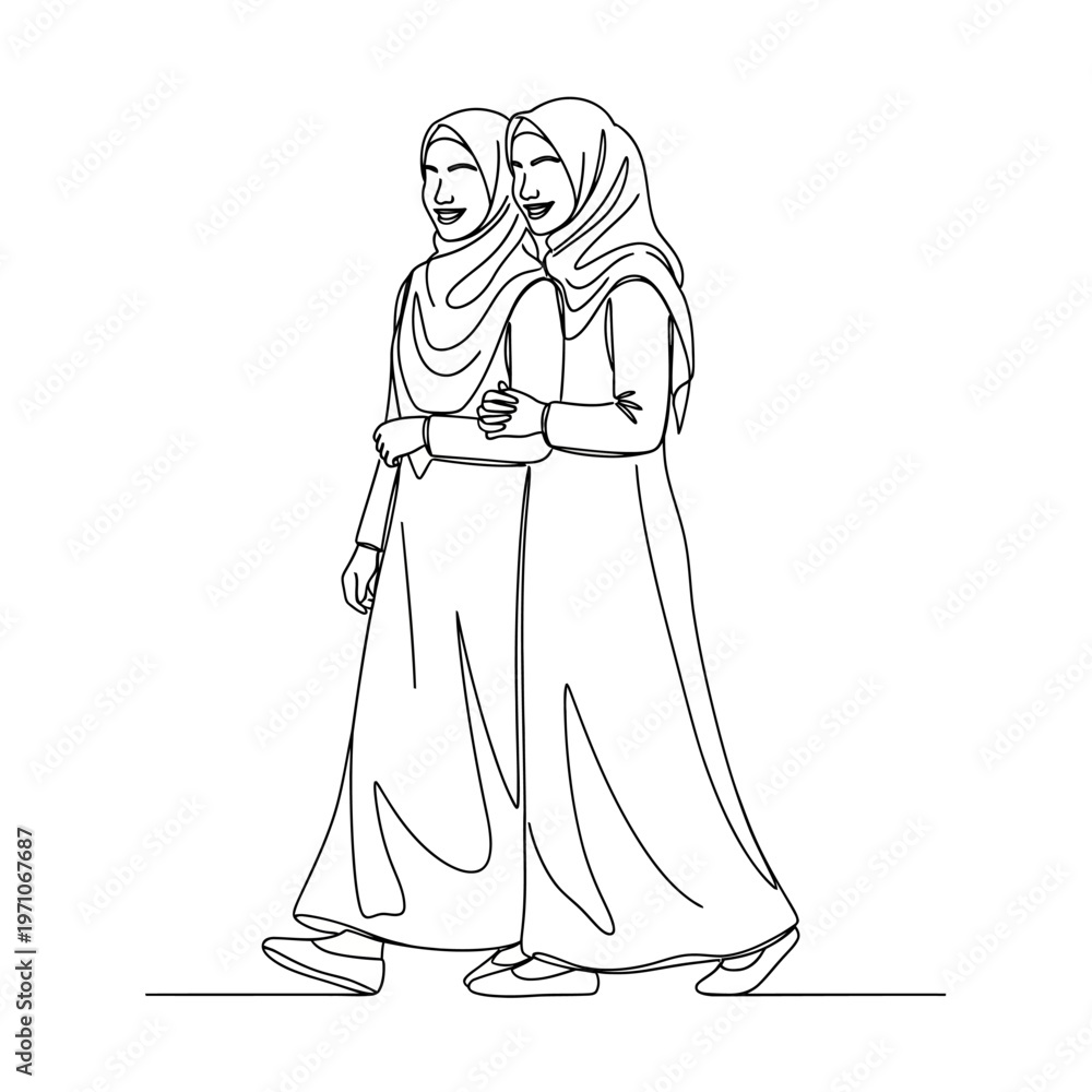 Obraz premium Two women wearing headscarves together.