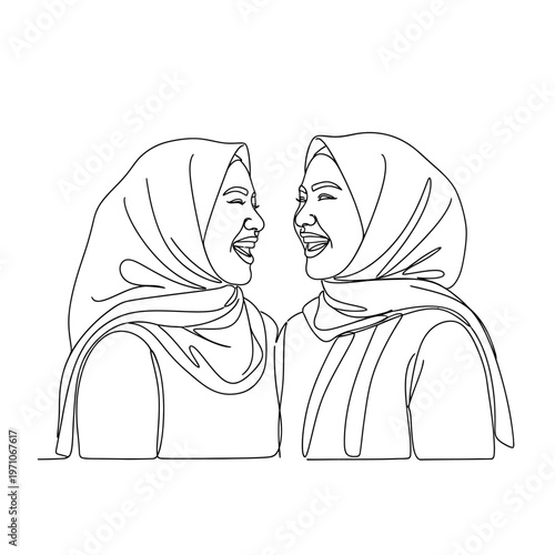 Two Women Wearing Headscarves Smiling.