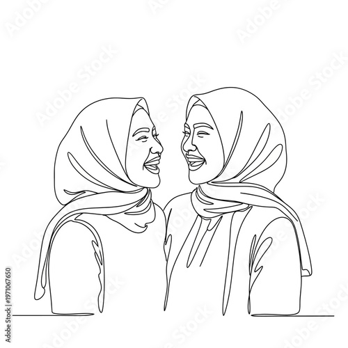 Two Women Wearing Headscarves Smiling.