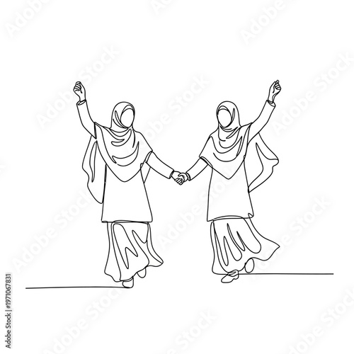 Two Women Wearing Hijab Holding Hands.