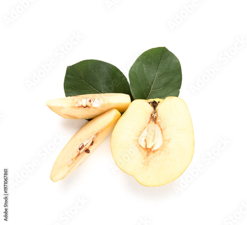 Pieces of fresh quince with...