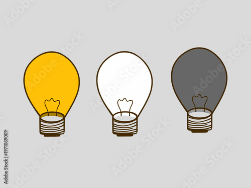 A collection of lamps or bulbs. Hand-drawn vector lamp icons.