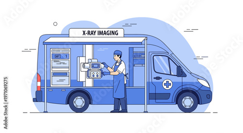Mobile X-Ray Imaging Van with Technician Performing Scan