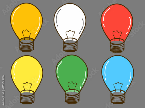 A collection of lamps or bulbs. Hand-drawn vector lamp icons.