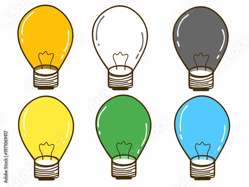 A collection of lamps or bulbs. Hand-drawn vector lamp icons.