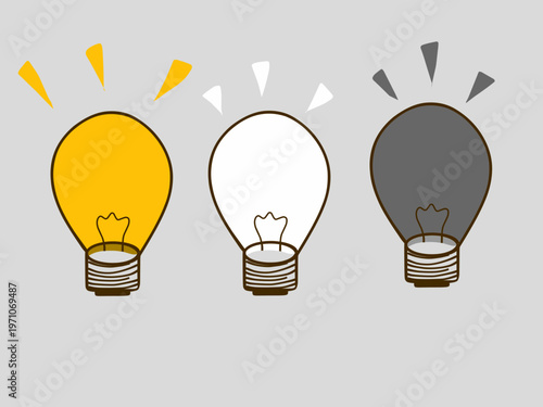 A collection of lamps or bulbs. Hand-drawn vector lamp icons.