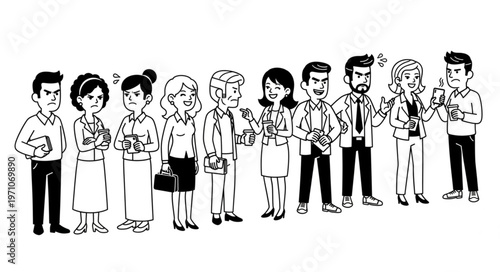 Diverse Group of Business People Standing in a Line.