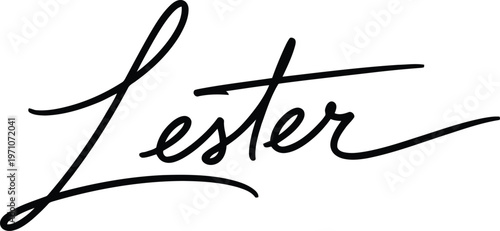 A stylish black signature of the name Lester on a white background