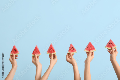 Female hands with slices of...