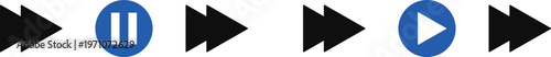 Media Player Control Icons with Fast Forward Play Pause Buttons