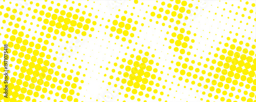 yellow halftone pattern. Retro comic gradient background. Bright white pixelated dotted texture overlay. Cartoon pop art faded gradient pattern. vector