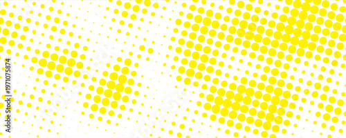 yellow halftone pattern. Retro comic gradient background. Bright white pixelated dotted texture overlay. Cartoon pop art faded gradient pattern. vector