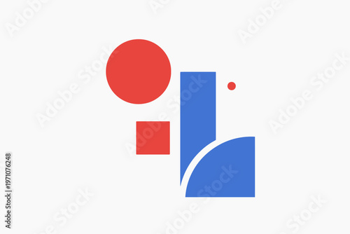 Free Download Abstract geometric design with red and blue shapes on white background - GFXLoad
