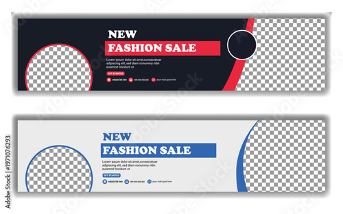 Fashion sale linkedin profil banners vector illustration