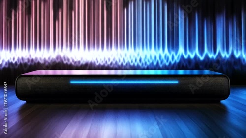 Soundbar with colorful light display.