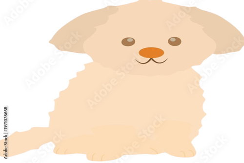 Puppy's Gentle Gaze: A charming cartoon puppy with a soft, inviting demeanor sits, captivating the viewer with its innocent eyes and lovable presence.