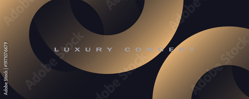 Black premium background with luxury dark golden geometric elements. Rich background for poster, banner, flyer etc. Vector EPS