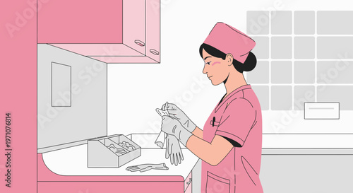 Nurse Preparing for Medical Procedure in Sterile Environment